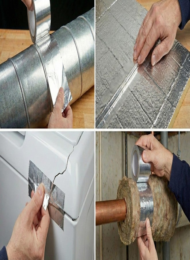 ماريو شريط ماريو من رقائق الألومنيوم - شريط فضي - عرض 48 مم (2 بوصة)، طول 20 متر - لفة واحدة - شريط رقائق ألومنيوم شديد التحمل لإحكام إغلاق قنوات الهواء، وأنظمة التدفئة والتهوية وتكييف الهواء، وقنوات التكييف، وعزل الأنابيب، والتطبيقات ذات درجات الحرارة العالية - Image 3